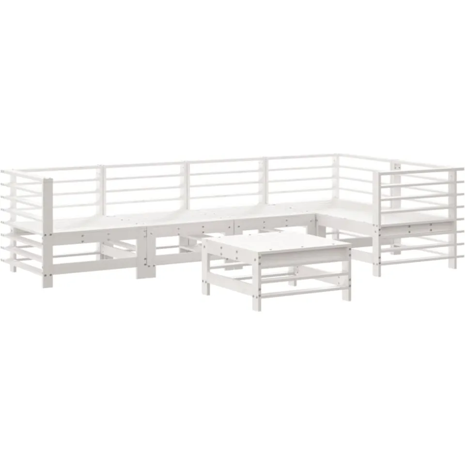 vidaXL 6-delige Loungeset massief grenenhout wit, foto 3