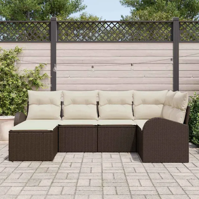 vidaXL Tuinbankenset 6 st Zwart poly rattan