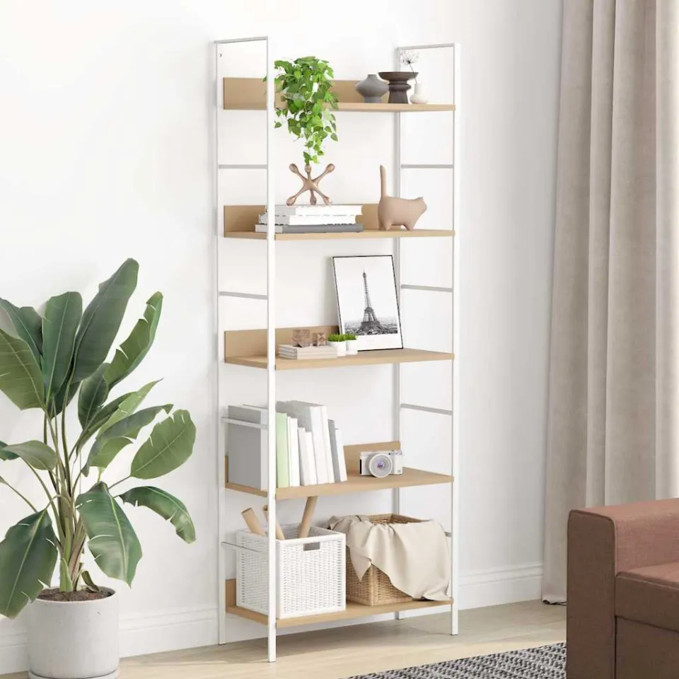 vidaXL Boekenkast 5 schappen 60x27,6x158,5 cm bewerkt hout eikenkleur, foto 3