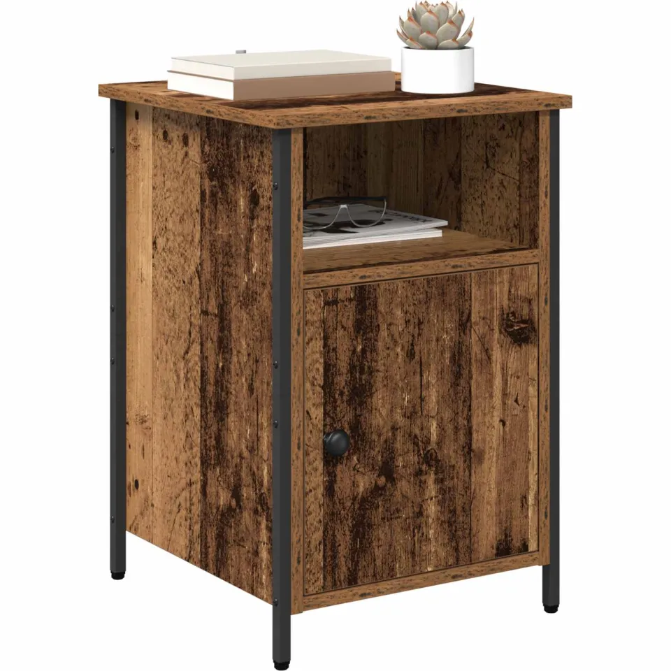 vidaXL Nachtkastje 2 st Oudhout 40 x 42 x 60 cm Bewerkt hout bruin
