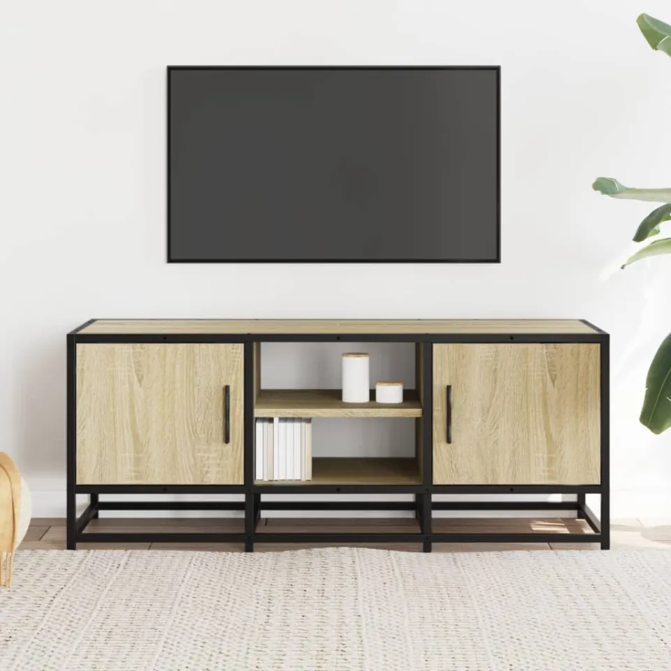 vidaXL Tv-meubel 100x35x41 cm bewerkt hout metaal sonoma eikenkleurig, foto 2