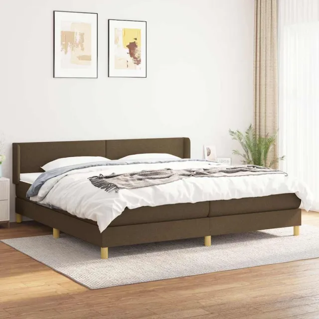 vidaXL Boxspring met matras stof donkerbruin 200x200 cm bruin