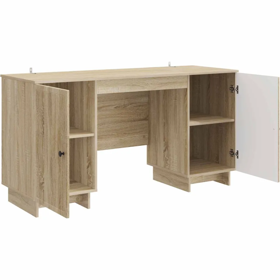 vidaXL Bureau Sonoma Eiken Bewerkt hout 142,5 x 50 x 75 cm, foto 3