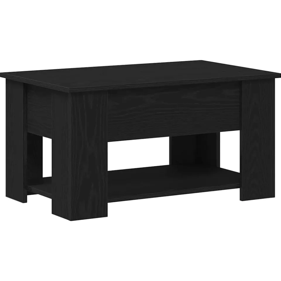 vidaXL Salontafel Zwart Eiken 79 x 49 x 41 cm Bewerkt hout, foto 3