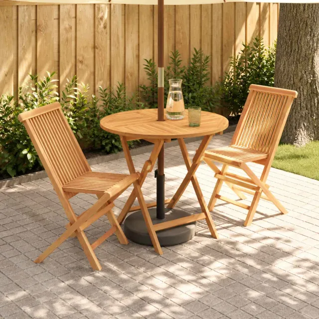 vidaXL 3-delige opvouwbare bistroset voor in de tuin Naturel, foto 2