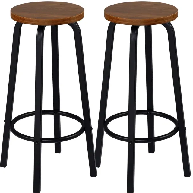 Klarven Barkrukken Set Van 2 Donker beech - Barkrukken Set Van 4 - Barstoelen - Ergonomisch zitcomfort met voetsteun - Antikras vloerbeschermers, stevig metalen frame - H72xø30cm dark beech