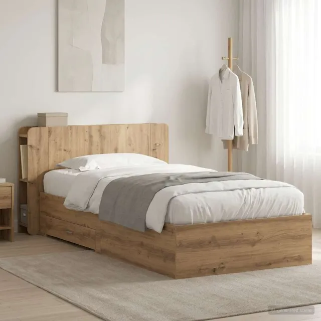 vidaXL Bedframe met opslag Artisanaal eiken 80 x 200 cm Bewerkt hout Bruin
