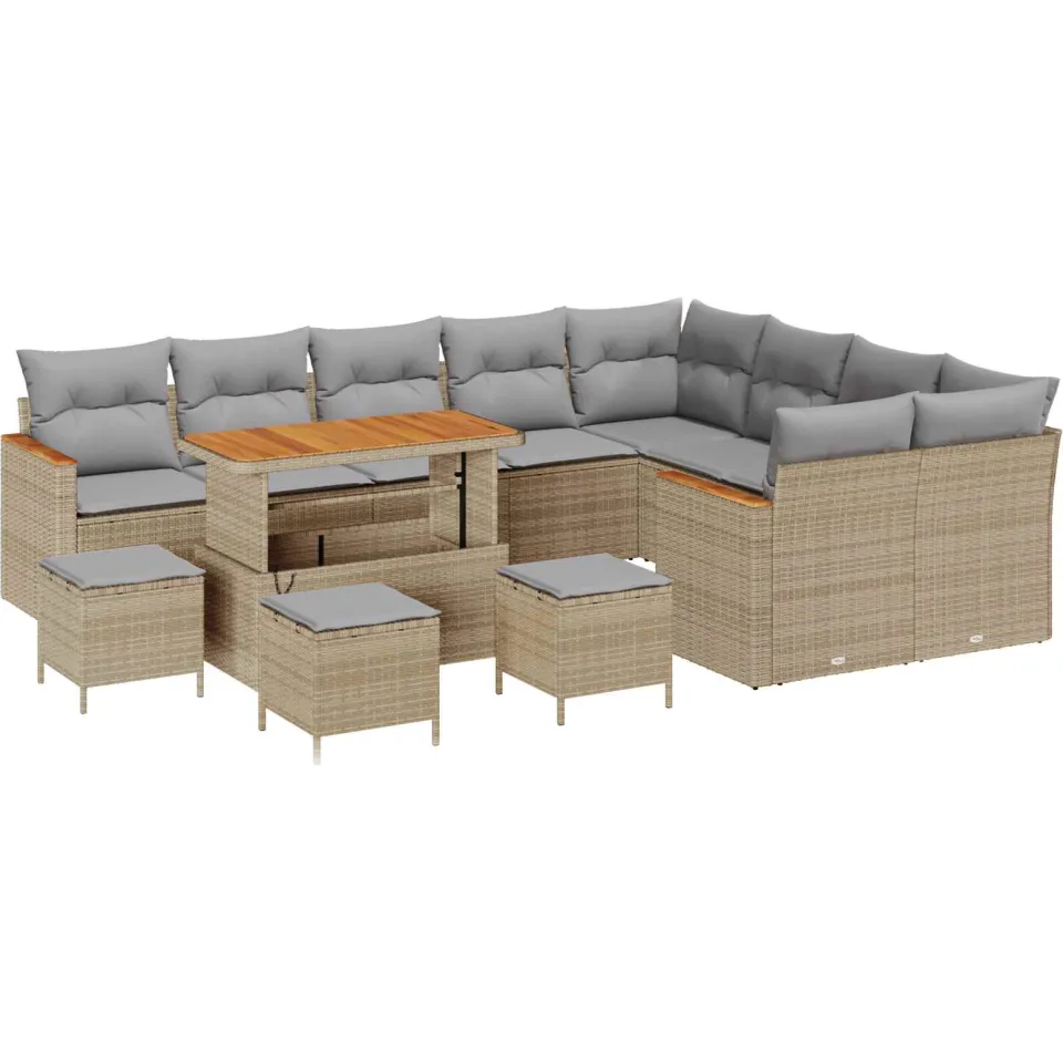 vidaXL Tuinbankenset 13 st Beige poly rattan