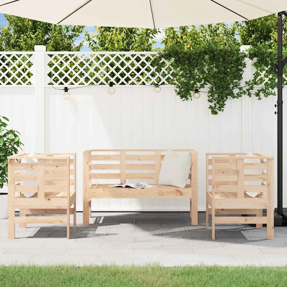 vidaXL 3-delige Loungeset massief grenenhout bruin, foto 3