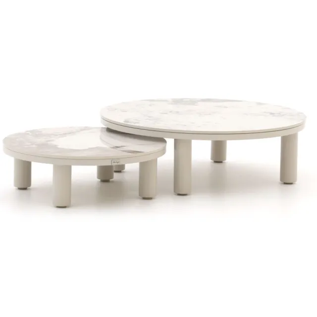 Bellagio tuinmeubelen Bellagio Sarsina lounge tuintafelset ø85cm(h:27cm)/ø65cm (h:21cm) Taupe