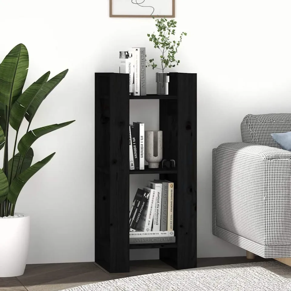 vidaXL Boekenkast/kamerscherm 41x35x91 cm massief grenenhout zwart, foto 3