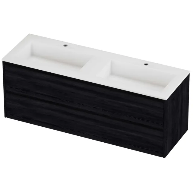 Proline Aristo Badmeubelset Polystone Elegant 2 Gaten 140x46x54 cm Mat White Black Oak Eiken