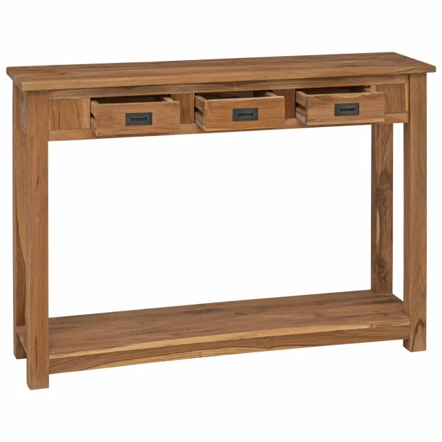 vidaXL Wandtafel - Naturel - 110 - x - 30 - x - 80 - cm - Massief - Teakhout