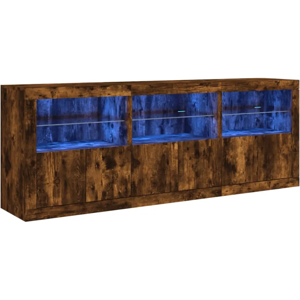vidaXL Dressoir met LED-verlichting 181,5x37x67 cm gerookt eikenkleur, foto 3