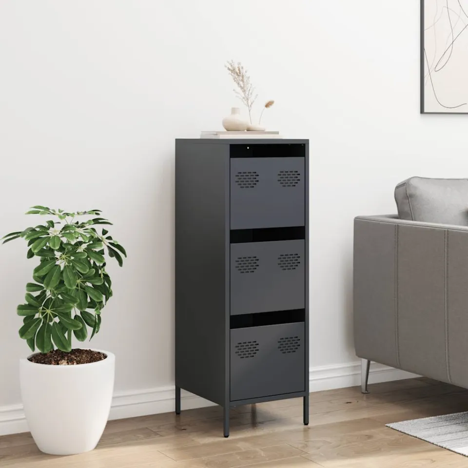 vidaXL Hoge kast 39x35x103,5 cm staal antracietkleurig, foto 2