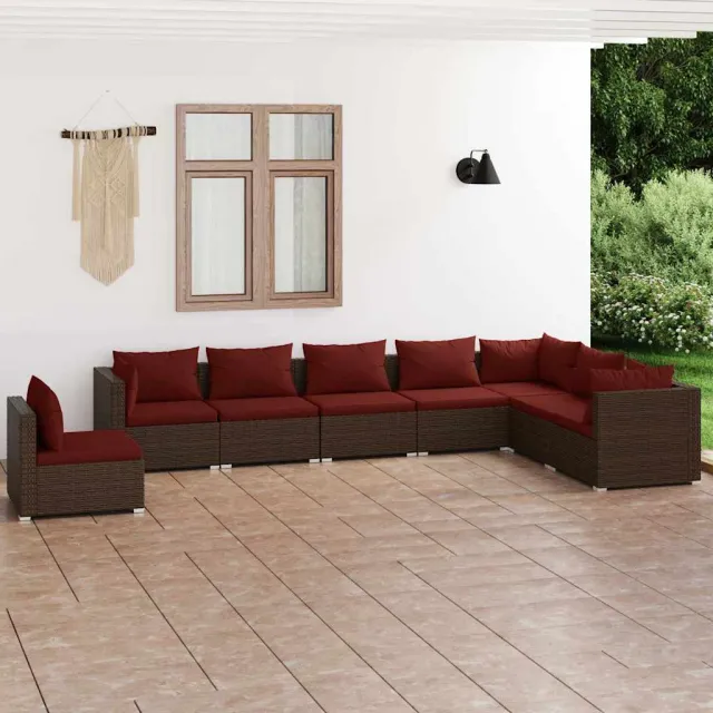 vidaXL 8-delige Loungeset met kussens poly rattan bruin, foto 2