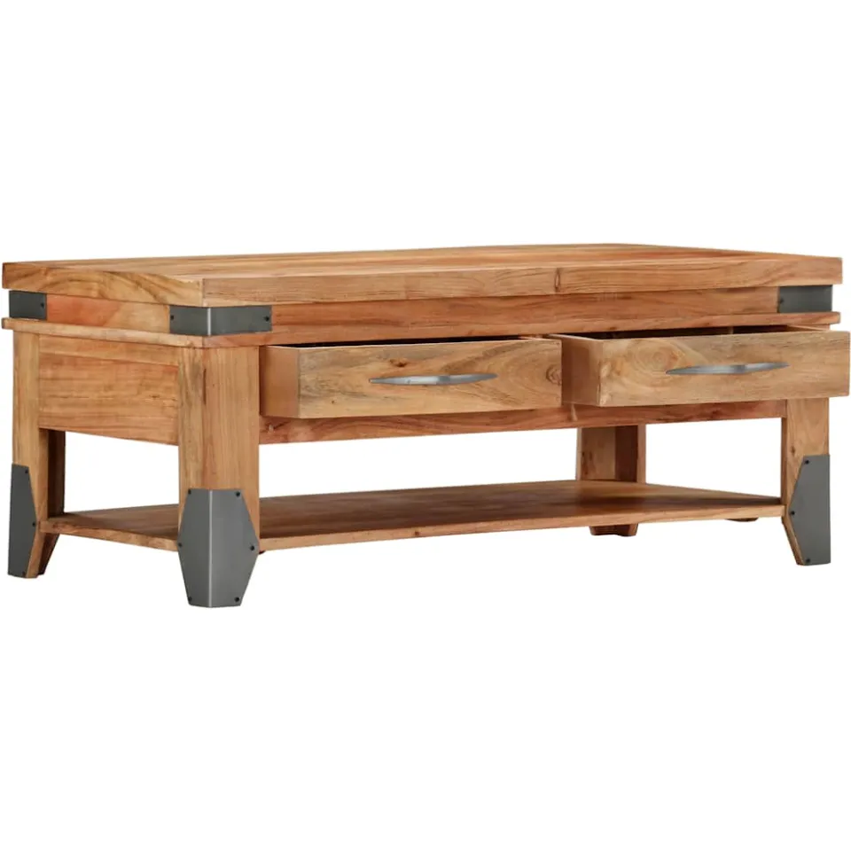 vidaXL Salontafel 110x52x45 cm massief acaciahout bruin, foto 3