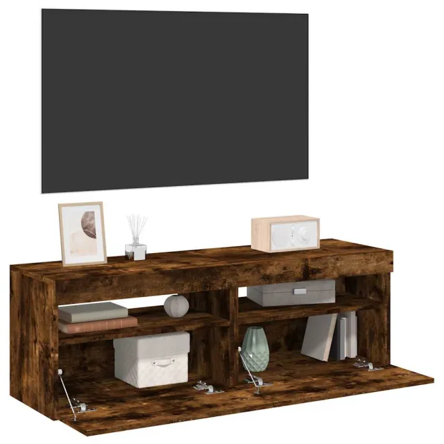 vidaXL Tv-meubels 2 st met LED-verlichting 60x35x40 cm gerookt eiken Bruin