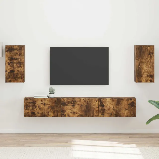 vidaXL Tv-meubelset 5 st Gerookt eiken Bewerkt hout Bruin