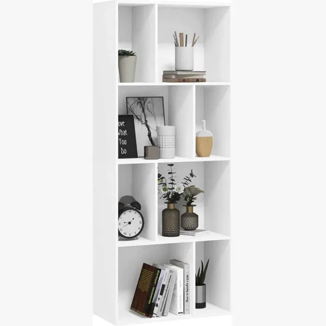 Bolt Edge Boekenkast - Wit - 8 Vakken - Hout - Voor woonkamer of kinderkamer