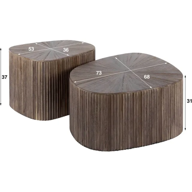AnLi Style Salontafel Maya Teak vierhoekig set/2 Bruin