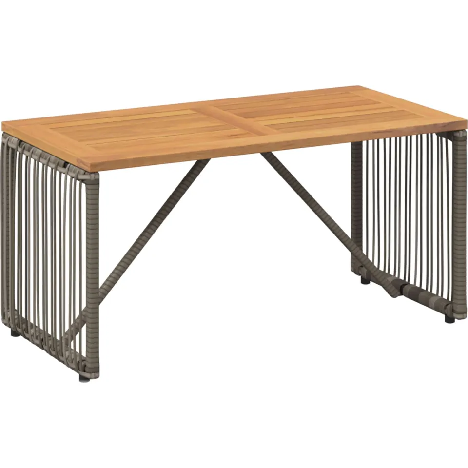 vidaXL Buiten Tafel Grijs en Bruin 80 x 40 x 40 cm poly rattan, foto 3