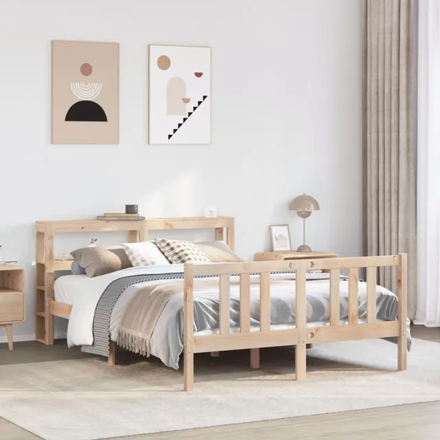 vidaXL Bedframe met hoofdbord massief grenenhout 120x200 cm Bruin