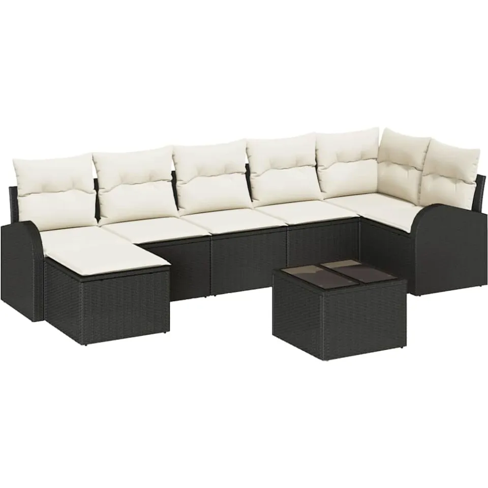 vidaXL Tuin Sofa Set 8 st Zwart [Synthetisch]: Poly Rattan