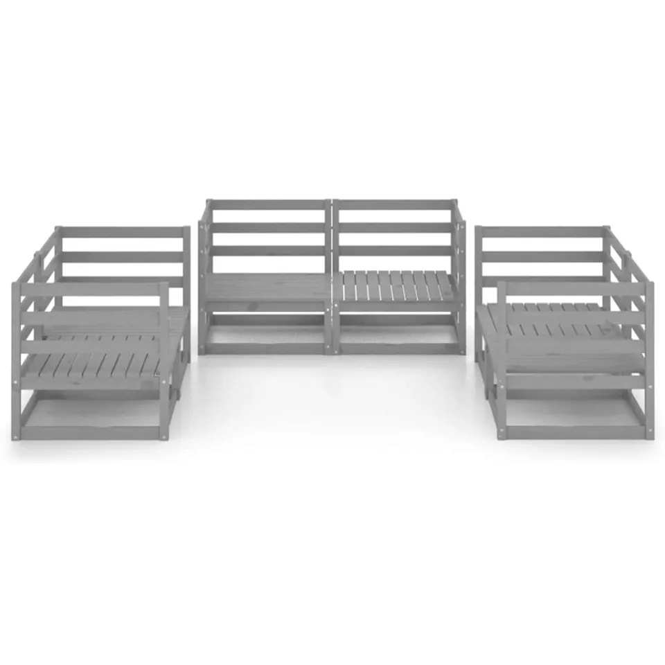 vidaXL 6-delige Loungeset massief grenenhout grijs