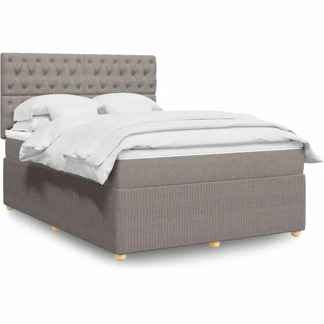 vidaXL Boxspring met matras stof taupe 160x200 cm