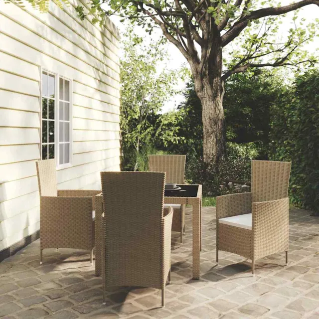 vidaXL 5-delige Tuinset met kussens poly rattan beige, foto 2