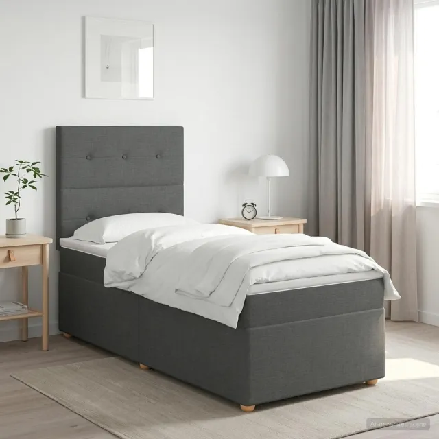 vidaXL Boxspringbed met matras Donkergrijs 80 x 200 cm Stof
