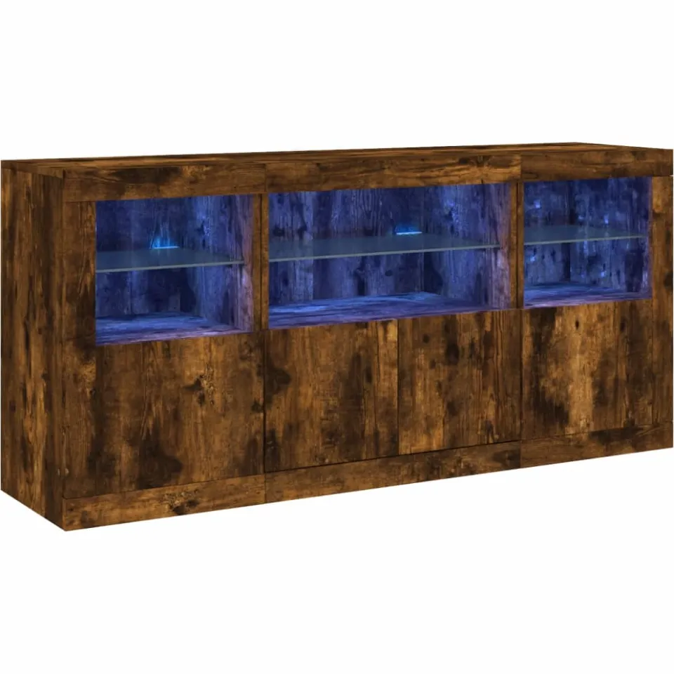 vidaXL Dressoir met LED-verlichting 142,5x37x67 cm gerookt eikenkleur Bruin