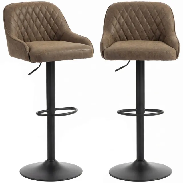 HOMCOM barkruk PU, metaal - 47 x 52 x 108 cm - Donkerbruin