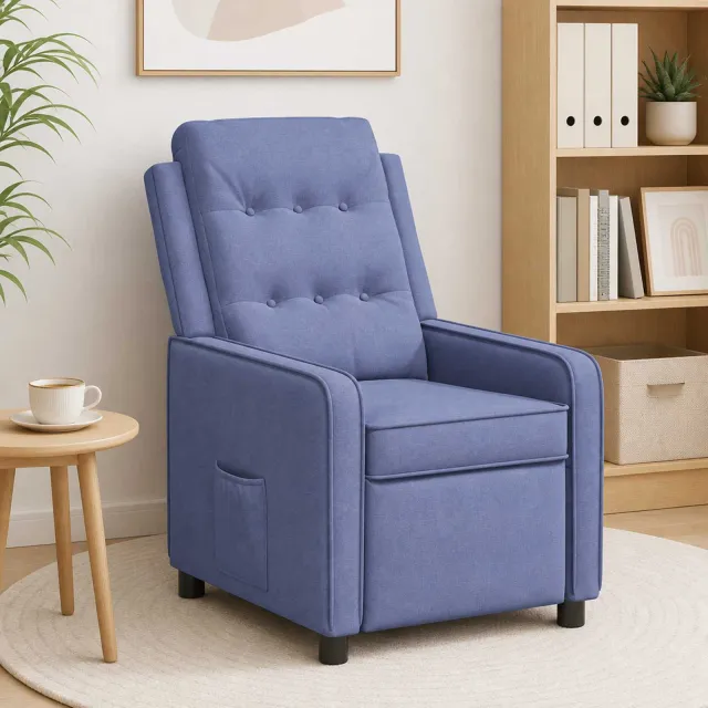 vidaXL Ligstoel Jeans Blauw 65 x 93 x 102 cm Stof, foto 2