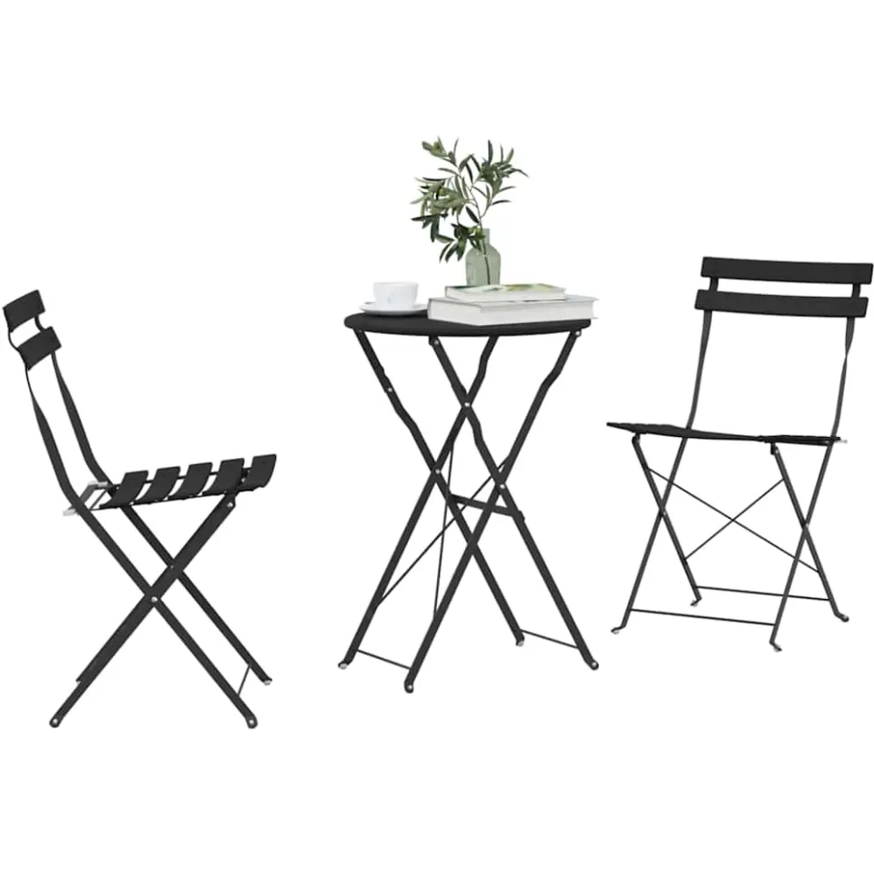 vidaXL Vouw Bistro Set 3 st Antraciet Staal Anthraciet