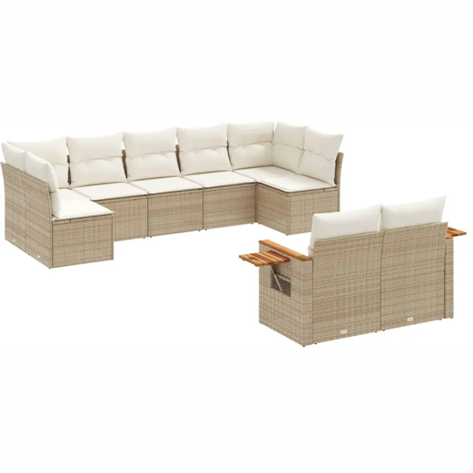 vidaXL Patio Sofa Set 9-zits Beige and Cream, foto 3