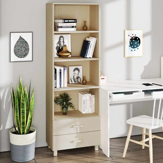 vidaXL Hoge kast HAMAR 60x35x180 cm massief grenenhout honingbruin bruin, foto 2