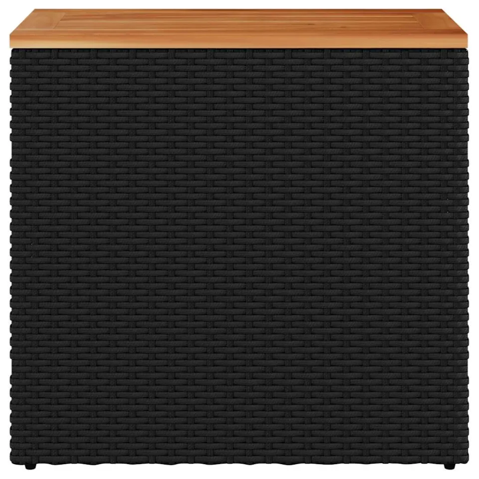 vidaXL Tuintafel met houten blad zwart 58x27,5x55 cm poly rattan, foto 4