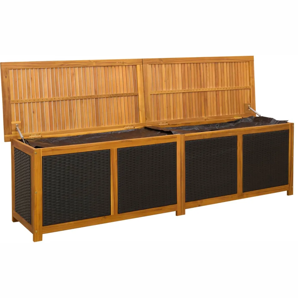 vidaXL Tuinopslagdoos 333 L Massief Acaciahout 200 x 50 x 56 cm Zwart