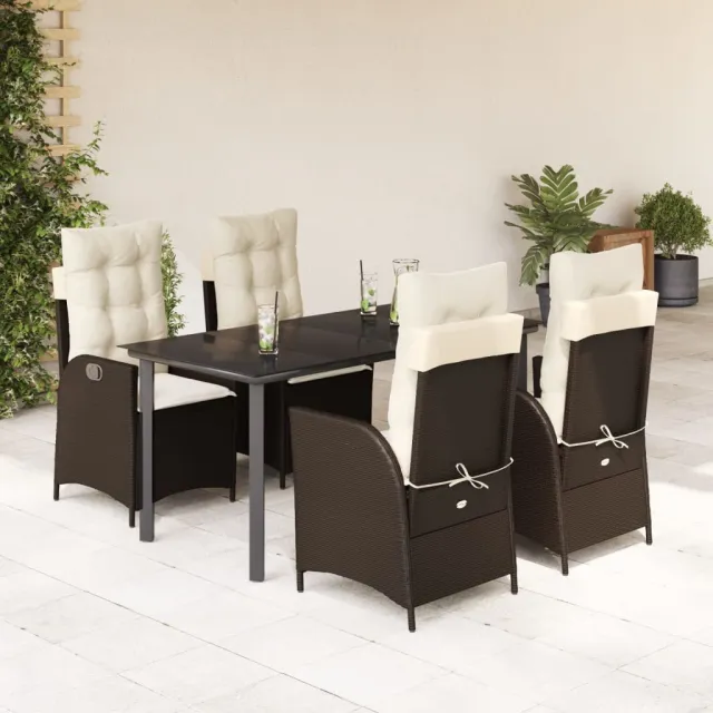 vidaXL 5-delige Tuinset met kussens poly rattan bruin, foto 2