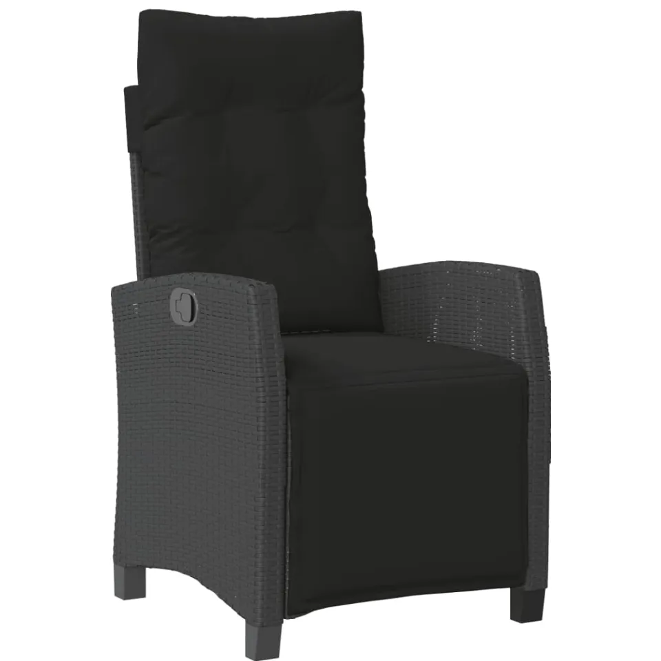 vidaXL 5-delige Tuinset met kussens poly rattan zwart