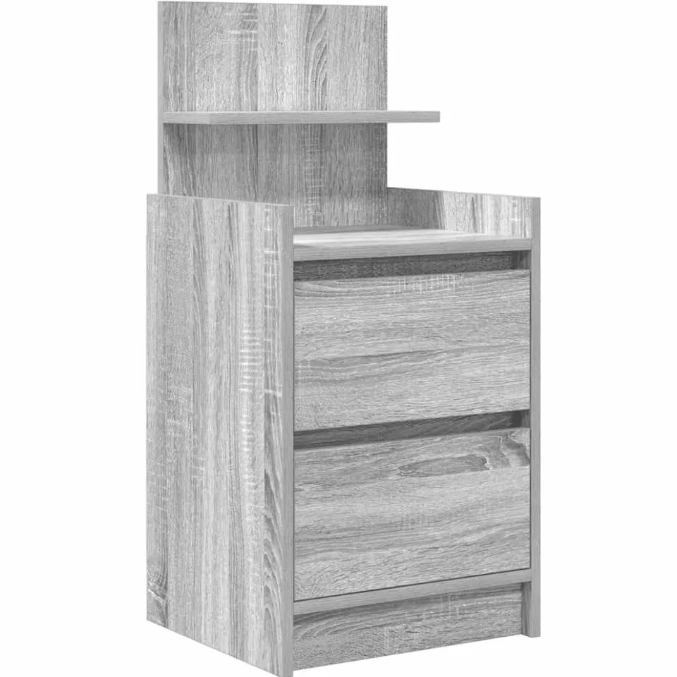 vidaXL Nachtkastje met 2 lades 38x34x80 cm grijs sonoma eikenkleurig