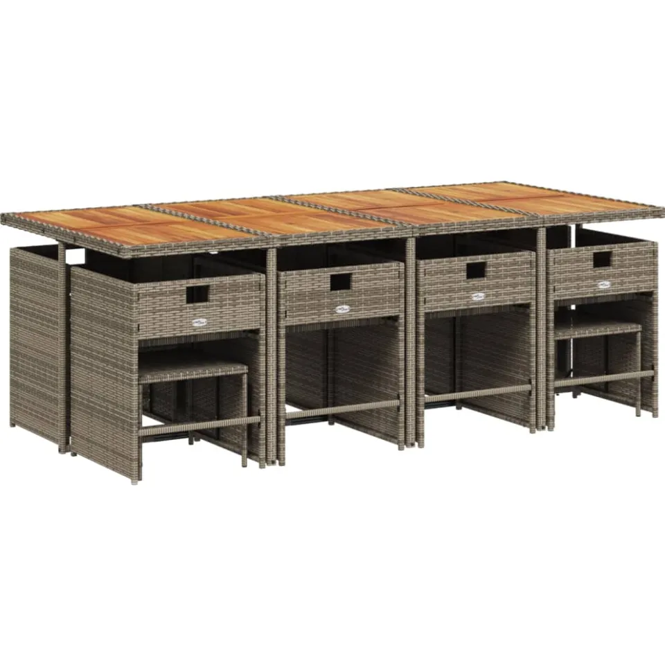 vidaXL 13-delige Tuinset met kussens poly rattan grijs, foto 3