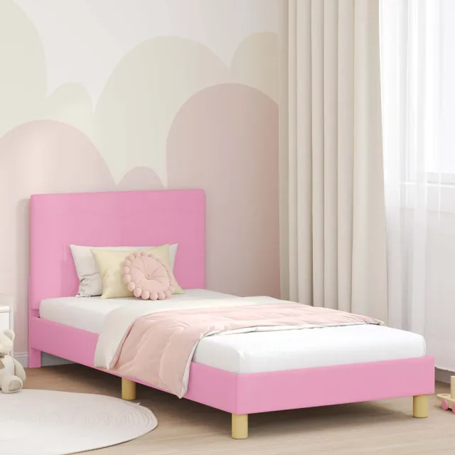 vidaXL Bedframe voor kinderen met hoofdbord Roze 90 x 190 cm Stof