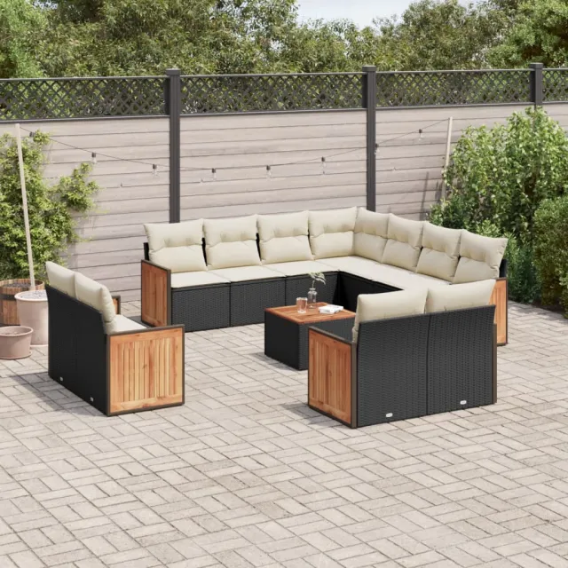 vidaXL 12-delige Loungeset met kussens poly rattan zwart, foto 2