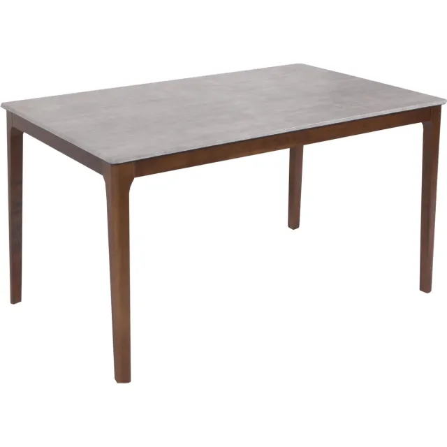 MCW Eetkamertafel MCW-M55, eettafel, massief hout HDF laminaat melamine 135x80cm, betonlook, bruine poten Grijs