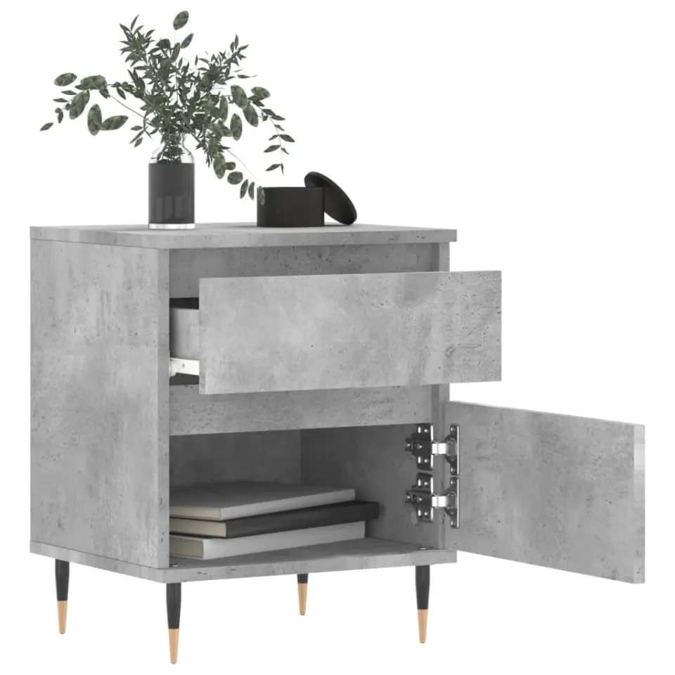 vidaXL Nachtkastje 40x35x50 cm bewerkt hout betongrijs grijs