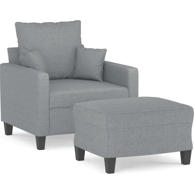 vidaXL Fauteuil - met - voetenbank - 60 - cm - stof - lichtgrijs