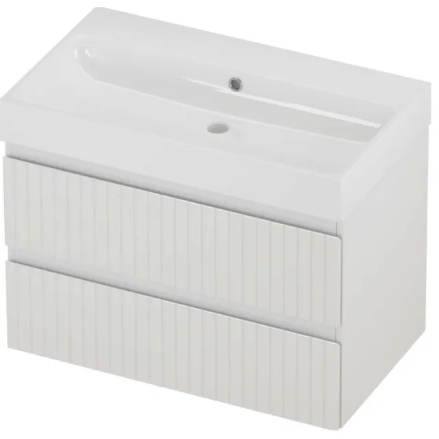 Proline Podium Badmeubelset Polystone Loft Gefreesd 80x46x62 cm Glans Wit Glans Wit